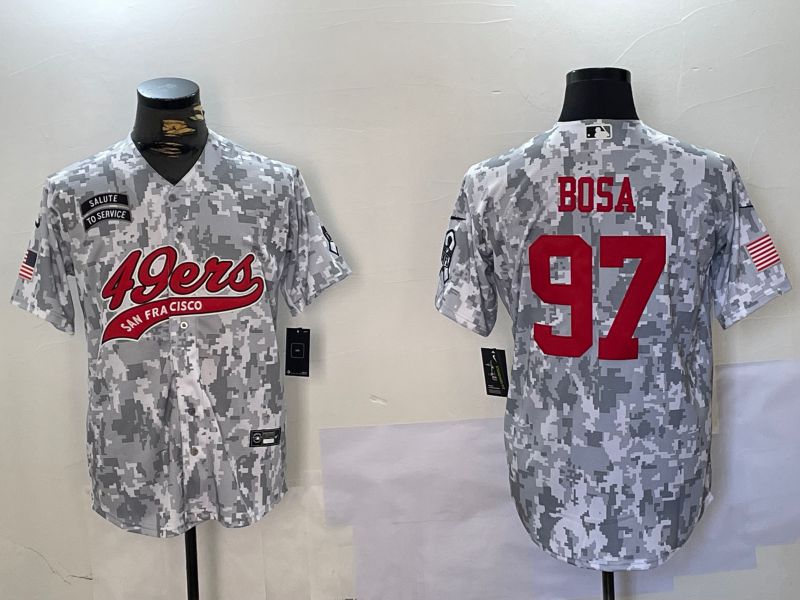 Men San Francisco 49ers #97 Bosa Nike Arctic Camo 2024 Salute to Service Limited NFL Jersey style 1
